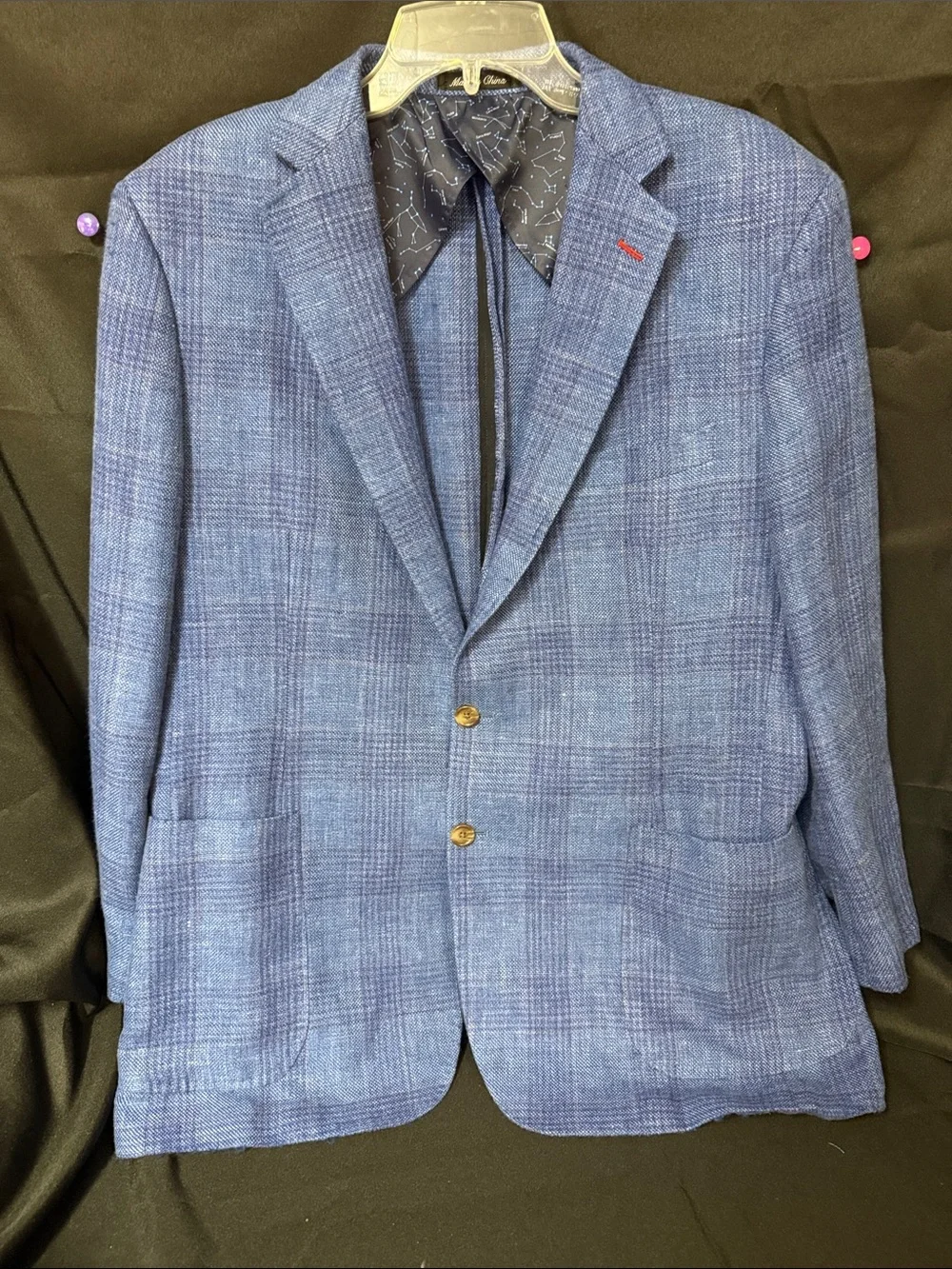 Men's Blue Plaid Sport Coat Blazer - Classic Tailored Style